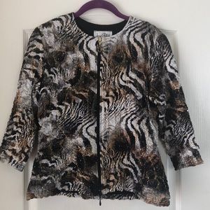 Joseph Ribkoff Animal Print Sequin Jacket - 10